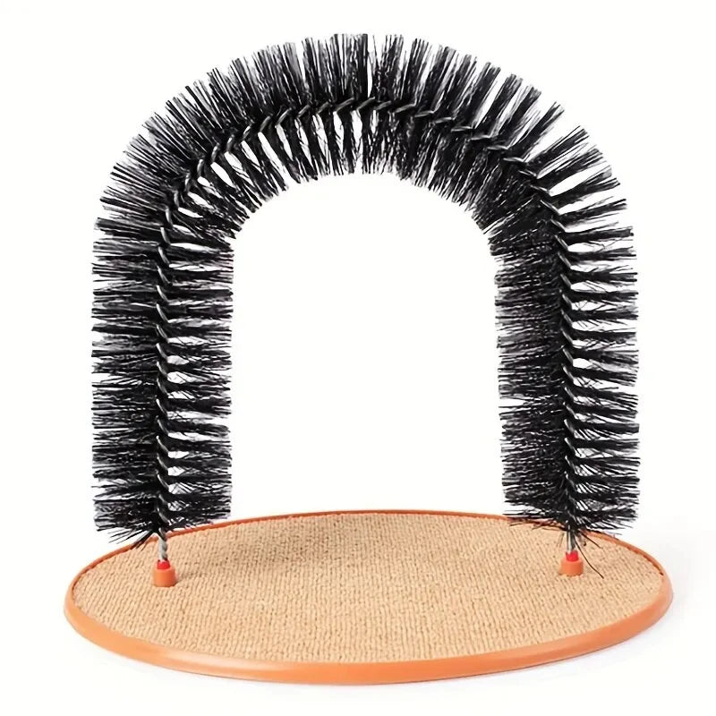 Cat Toy Arch Self Groome Pamper Feline with A Massage Grooming Rubbing Brush with Scratching Pad Toy for Cats Interactive Toys — image 7 of 7