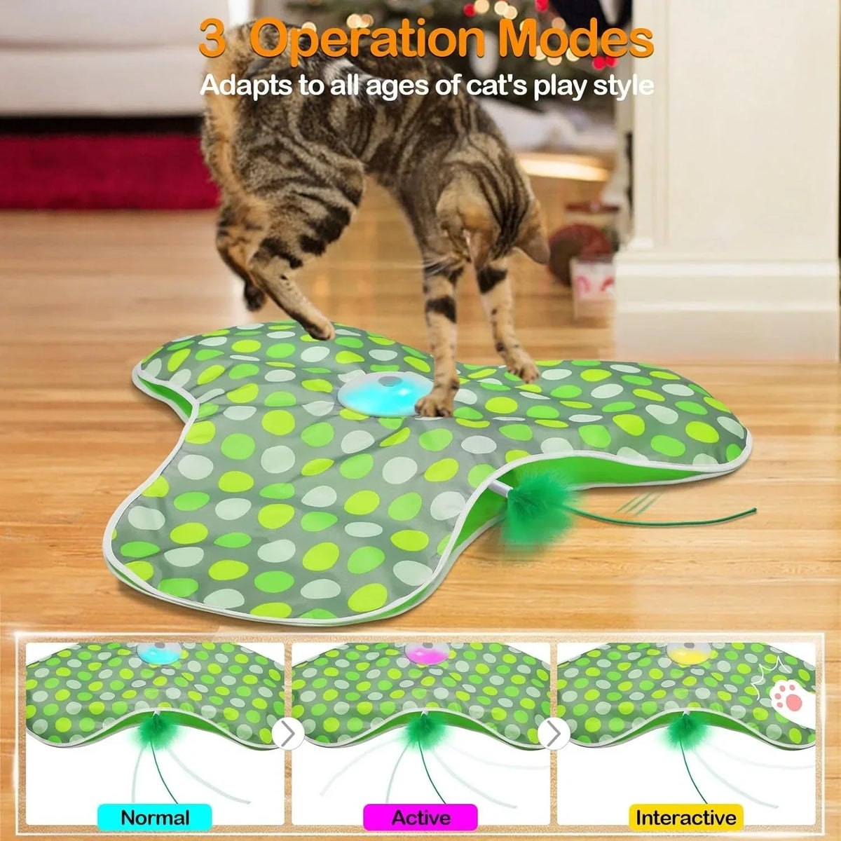 Smart Cat Toys Interactive Hide and Seek Cat Toy with Mouse Squeaky Motion Activated Moving Concealed Feathers Kitten Teaser Toy — image 5 of 8