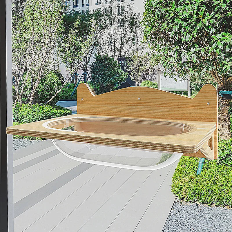Cat Window Perch Hammock with Suction Cups, Solid Wood Cat Bed for Window Mount, Space Capsule Pet Hanging Nest for Indoor Cats — image 7 of 7