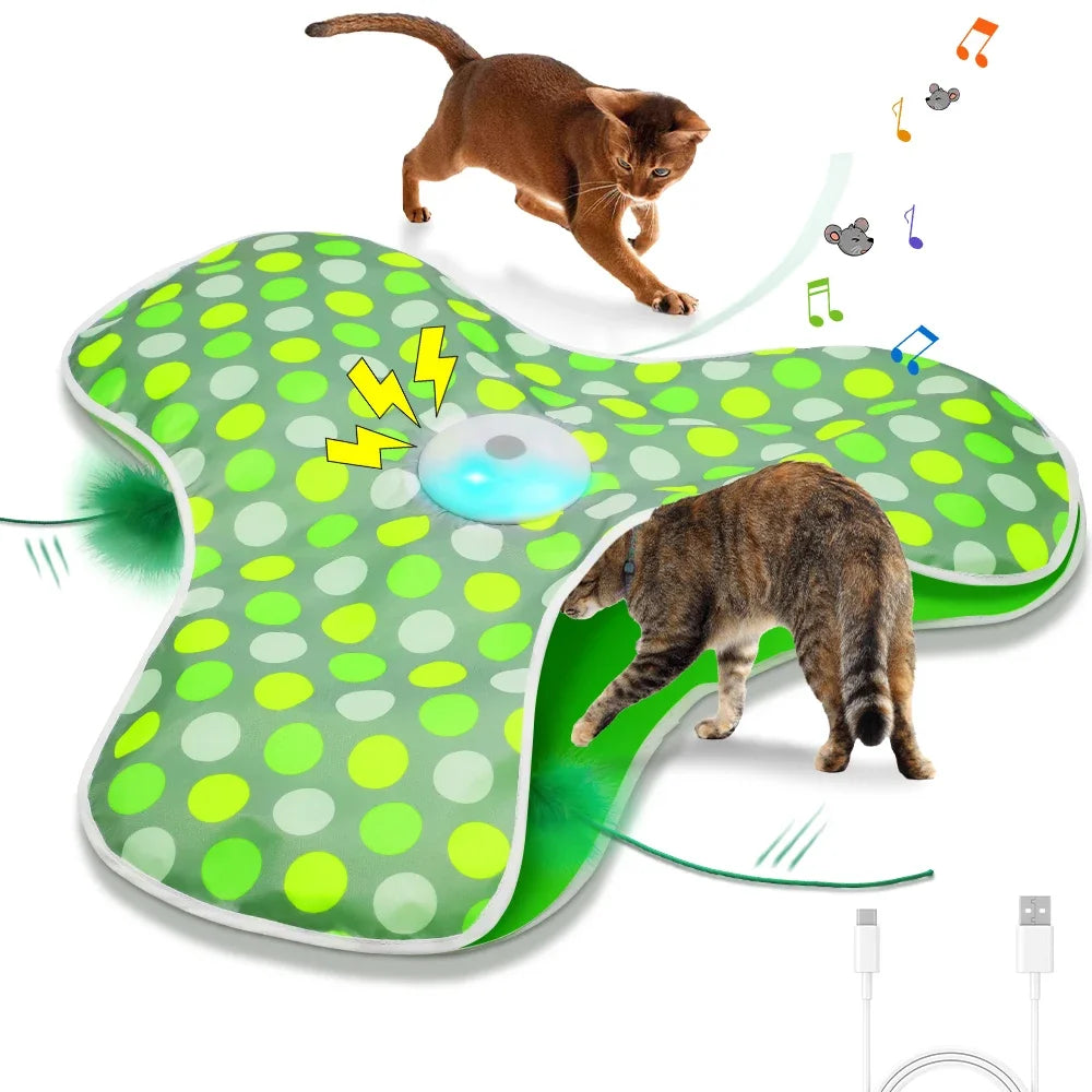 Smart Cat Toys Interactive Hide and Seek Cat Toy with Mouse Squeaky Motion Activated Moving Concealed Feathers Kitten Teaser Toy — image 1 of 8