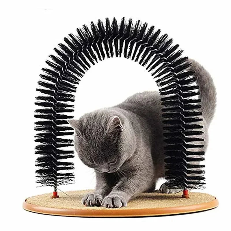 Cat Toy Arch Self Groome Pamper Feline with A Massage Grooming Rubbing Brush with Scratching Pad Toy for Cats Interactive Toys — image 5 of 7