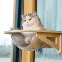 Cat Window Perch Hammock with Suction Cups, Solid Wood Cat Bed for Window Mount, Space Capsule Pet Hanging Nest for Indoor Cats — image 4 of 7