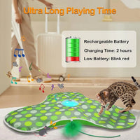 Smart Cat Toys Interactive Hide and Seek Cat Toy with Mouse Squeaky Motion Activated Moving Concealed Feathers Kitten Teaser Toy — image 6 of 8