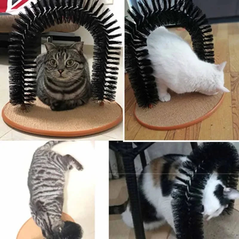 Cat Toy Arch Self Groome Pamper Feline with A Massage Grooming Rubbing Brush with Scratching Pad Toy for Cats Interactive Toys — image 6 of 7
